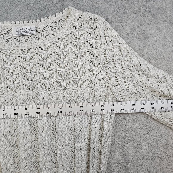 Vintage Cuddle Knit Sweater Women's Small Gray Open Delicate Cottagecore 70's - Picture 5 of 7